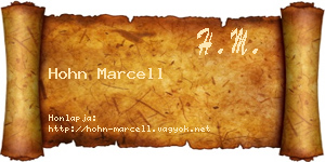 Hohn Marcell névjegykártya